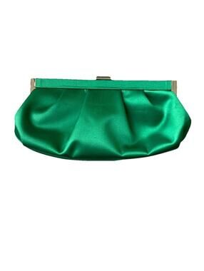 Emerald Green Satin Clutch Evening Bag Wedding Guest Formal Purse